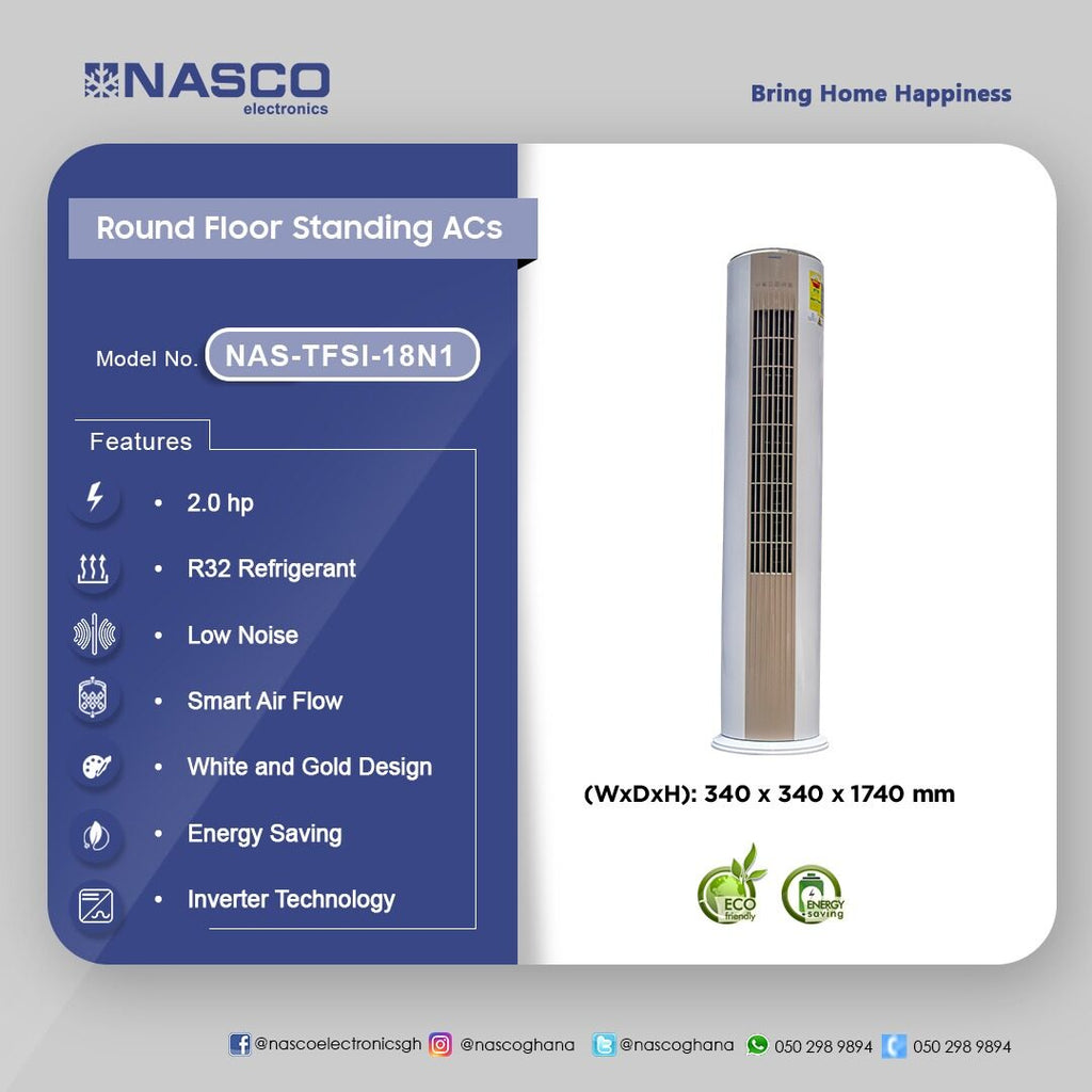 Nasco 2.0 HP Round Floor Standing Inverter Air Conditioner (R32) – Model NAS-TFSI-18N1