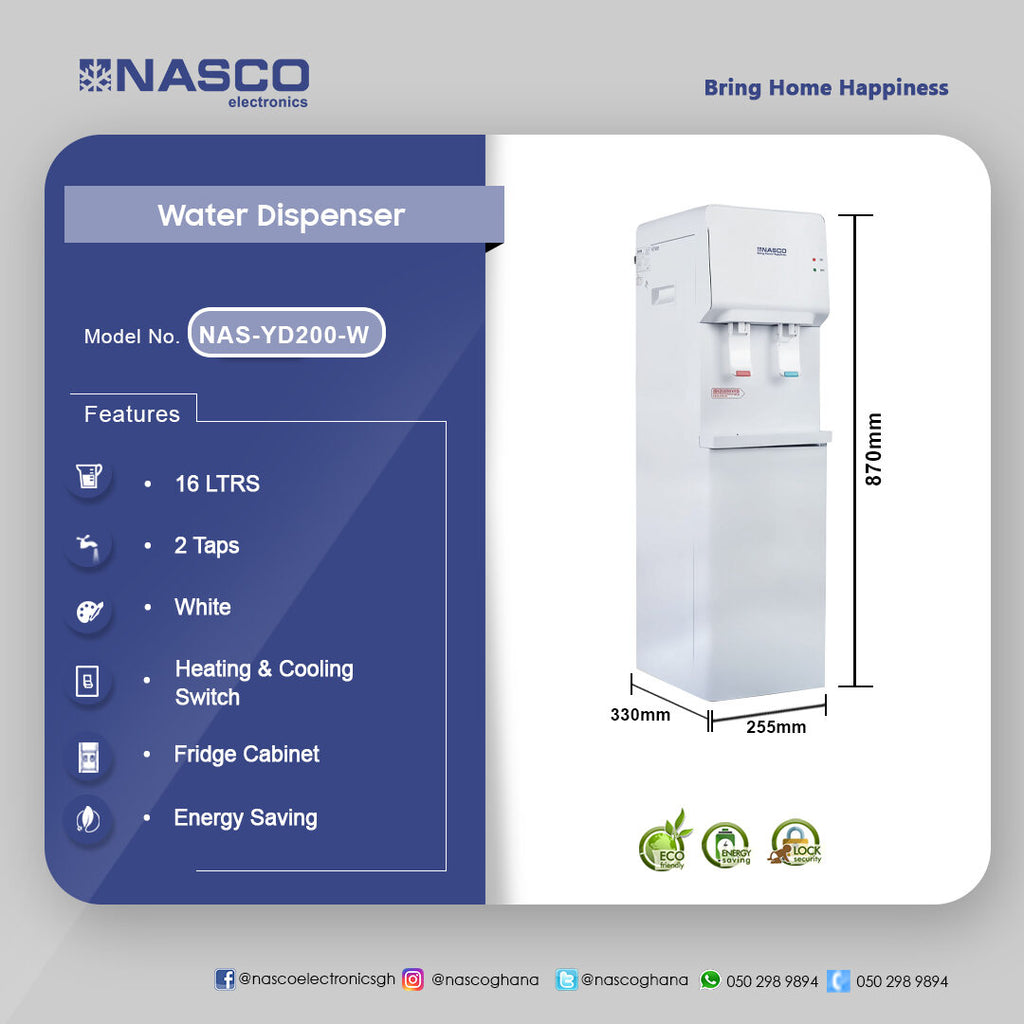 Nasco 16 L 2-Tap Hot and Cold Water Dispenser – Model NAS-YD200-W – view 4