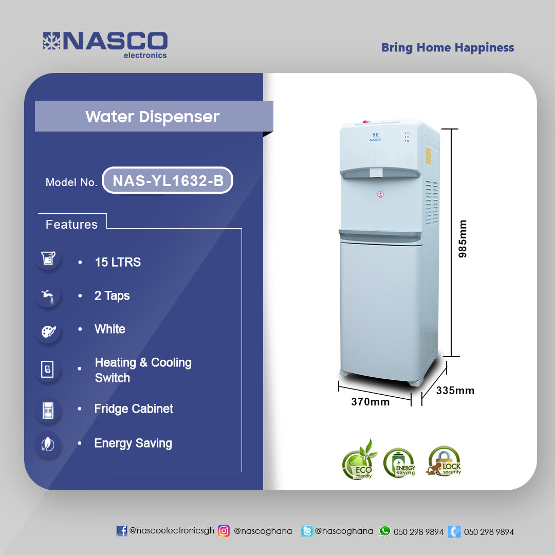 Nasco 3-Tap Hot, Cold and Normal Water Dispenser – Model NAS-YL1632-B