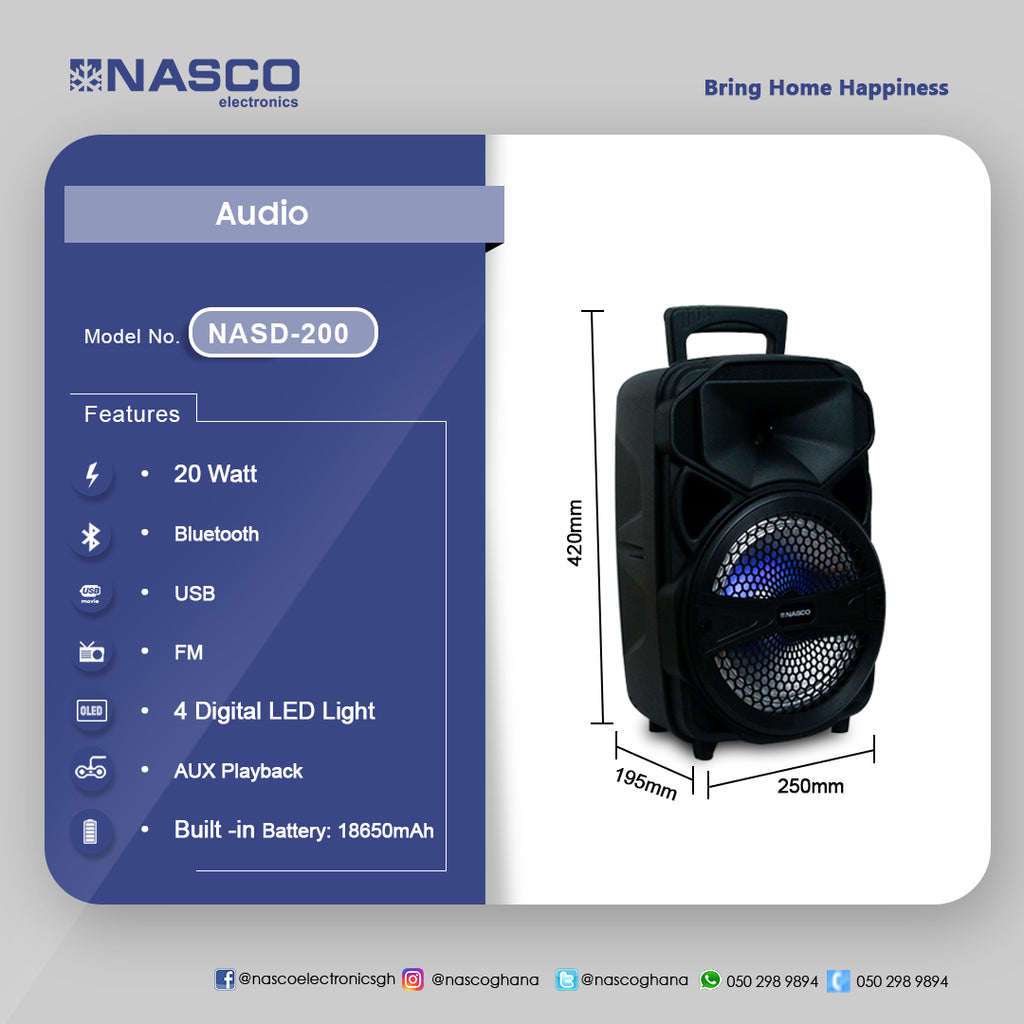 Nasco 20 W Bluetooth Karaoke Speaker – Model NASD-200 – view 2