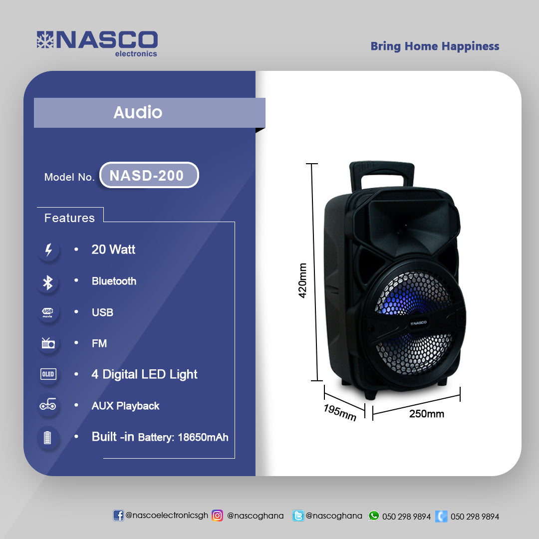 Nasco 20 W Bluetooth Karaoke Speaker – Model NASD-200 – view 2