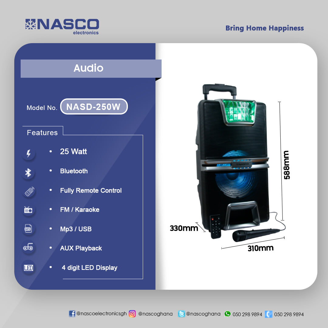 Nasco 25 W Bluetooth Party Speaker – Model NASD-250W – view 2