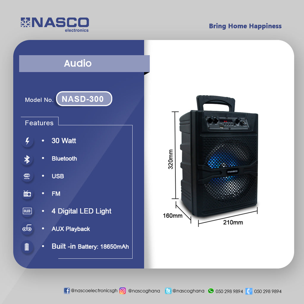 Nasco 30 W Bluetooth Karaoke Speaker – Model NASD-300 – view 2
