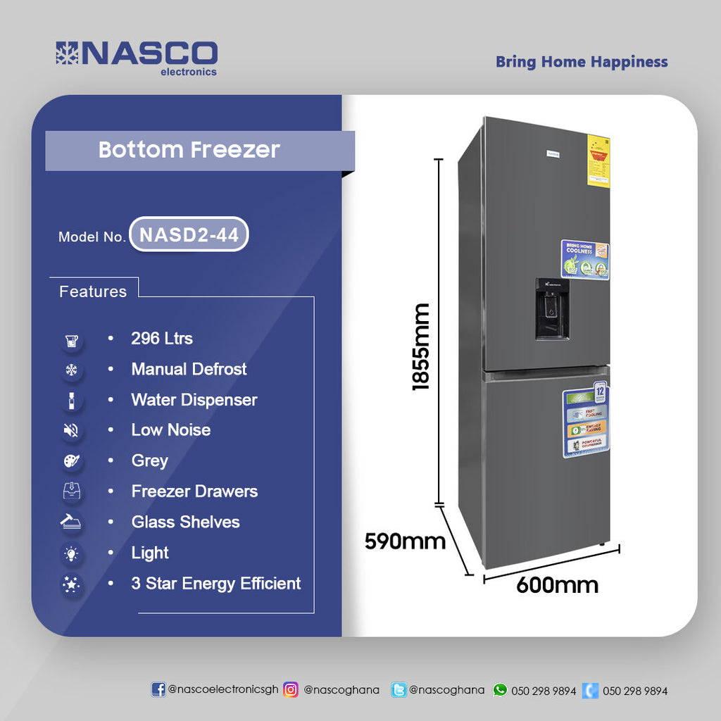 Nasco 287 L Bottom Freezer Refrigerator – Model NASD2-44 – view 4