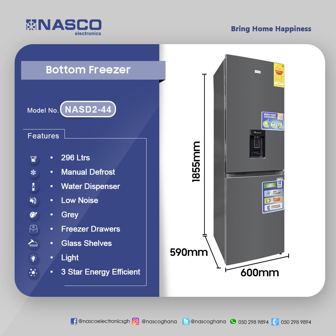 Nasco 287 L Bottom Freezer Refrigerator – Model NASD2-44 – view 4