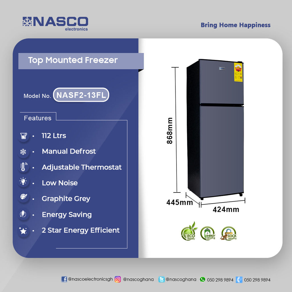 Nasco 112 L Table Top Refrigerator – Model NASF2-13FL
