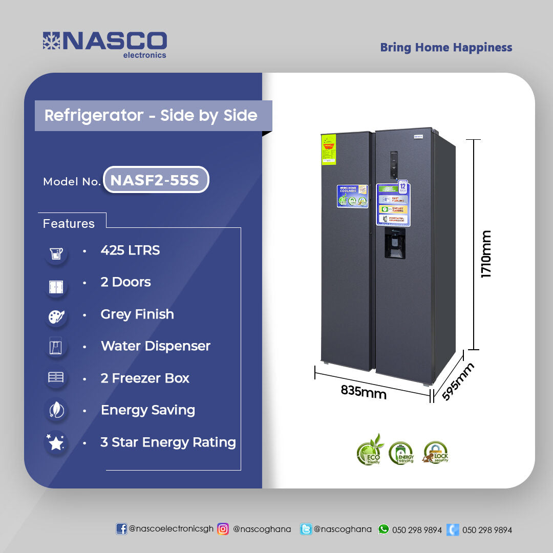 Nasco 436 L Side by Side No Frost Refrigerator – Model NASF2-55S – view 4