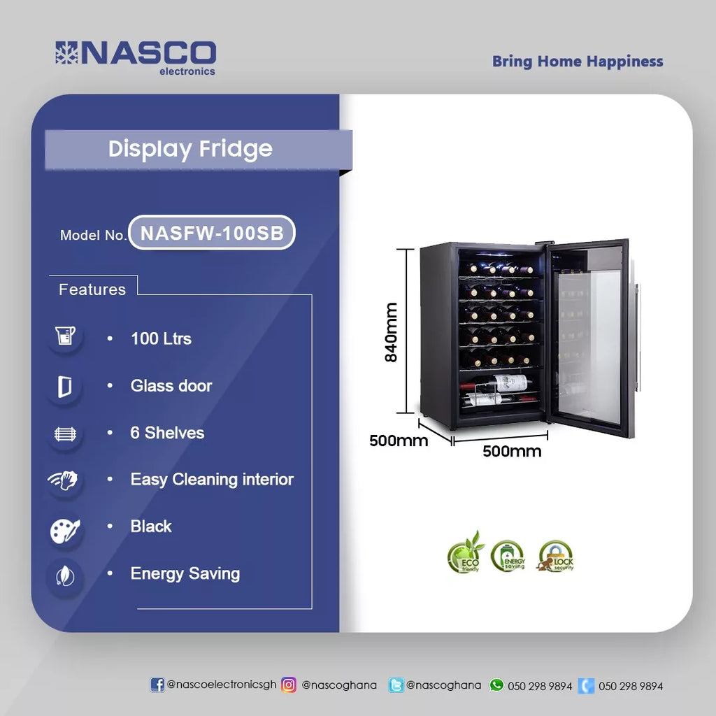 Nasco 95 L Wine Cooler – Model NASFW-100SB – view 2