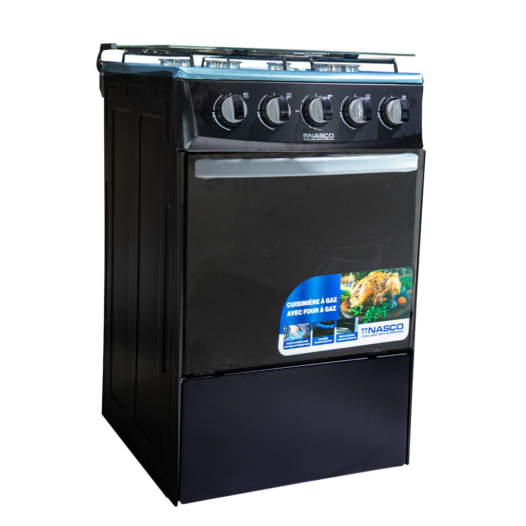 Nasco 50 x 50 cm 4-Burner Gas Cooker with Oven, Black – Model NASGC-50X50B-CTZ