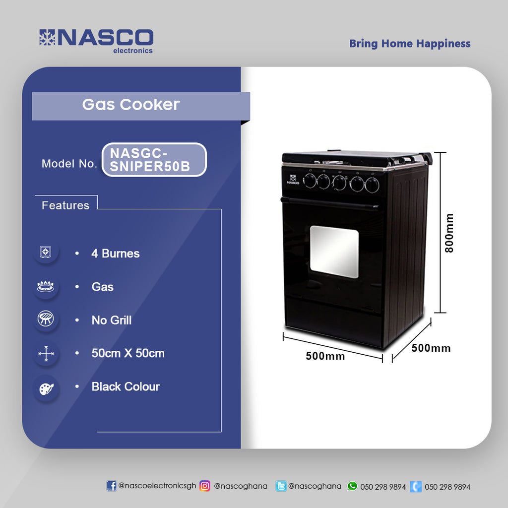 Nasco 50 x 50 cm 4-Burner Gas Cooker – Model NASGC-SNIPER50B – view 2