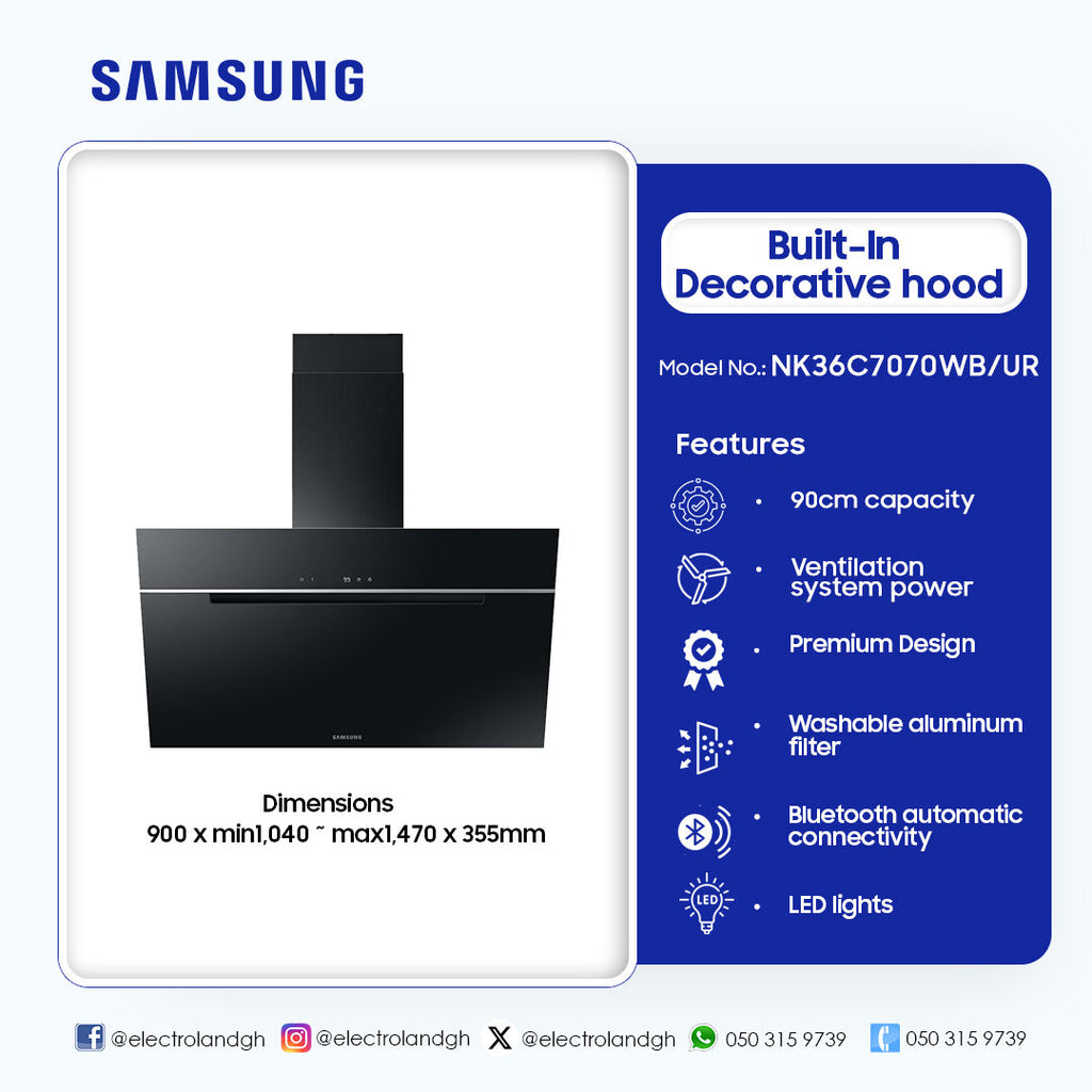 Samsung 90 cm Chimney Cooker Hood – Model NK36C7070WB/UR – view 3