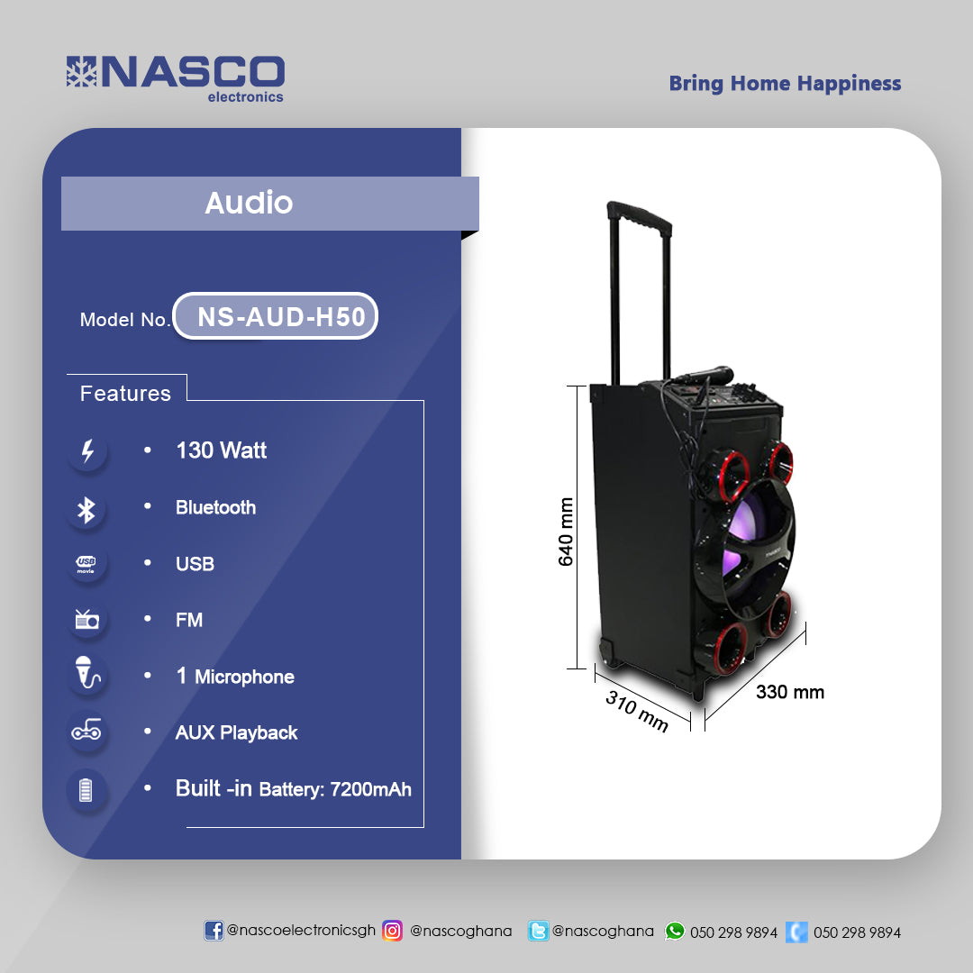 Nasco 130 W Portable Speaker – Model NS-AUD-H50 – view 2