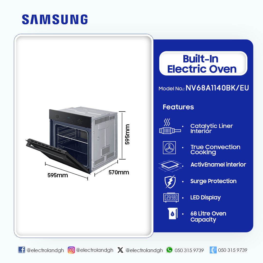 Samsung 68 L Built-In Electric Oven – Model NV68A1140BK/EU