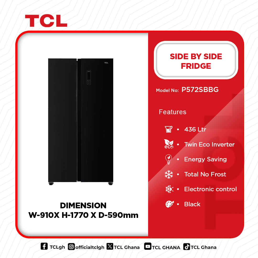 TCL 436 L Side by Side Refrigerator – Model P572SBBG – view 2
