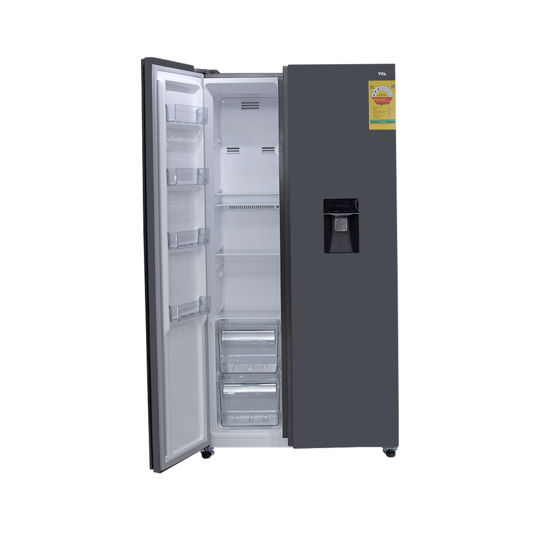 TCL 433 L Side by Side Refrigerator with Water Dispenser – Model P575SBGWD – view 3