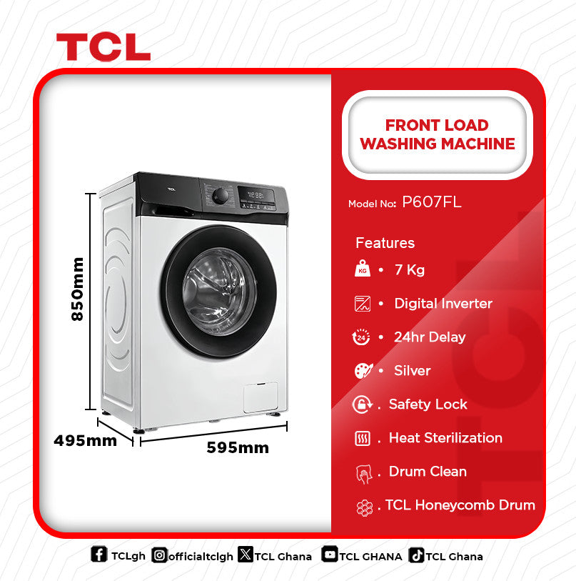 TCL 7 KG Front Load Washing Machine – Model P607FL – view 2