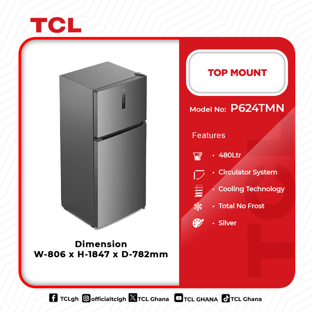 TCL 480 L Total No Frost Top Mount Refrigerator – Model P624TMN – view 2