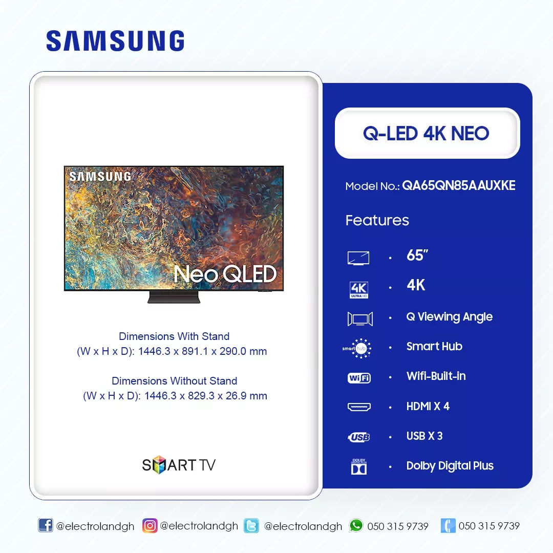 Samsung 65" QN85A Neo QLED 4K Smart TV – Model QA65QN85AAUXKE