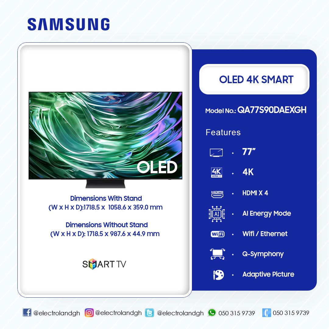 Samsung 77" S90D OLED 4K Smart TV – Model QA77S90DAEXGH
