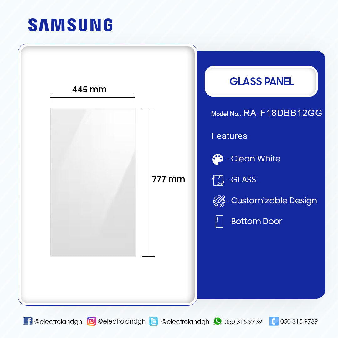 Samsung Bespoke White Glass Bottom Door Panel – Model RA-F18DBB12GG