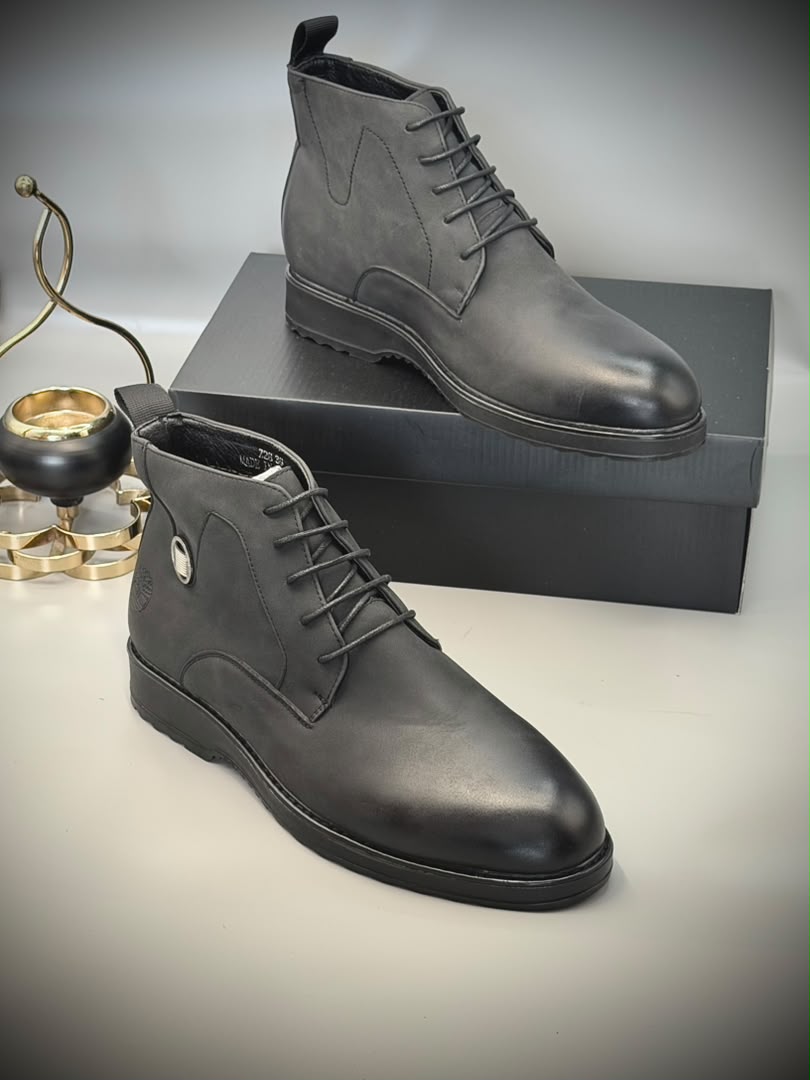 Men's Premium Leather-Look Ankle Boots – Lace-Up Casual & Smart Boots
