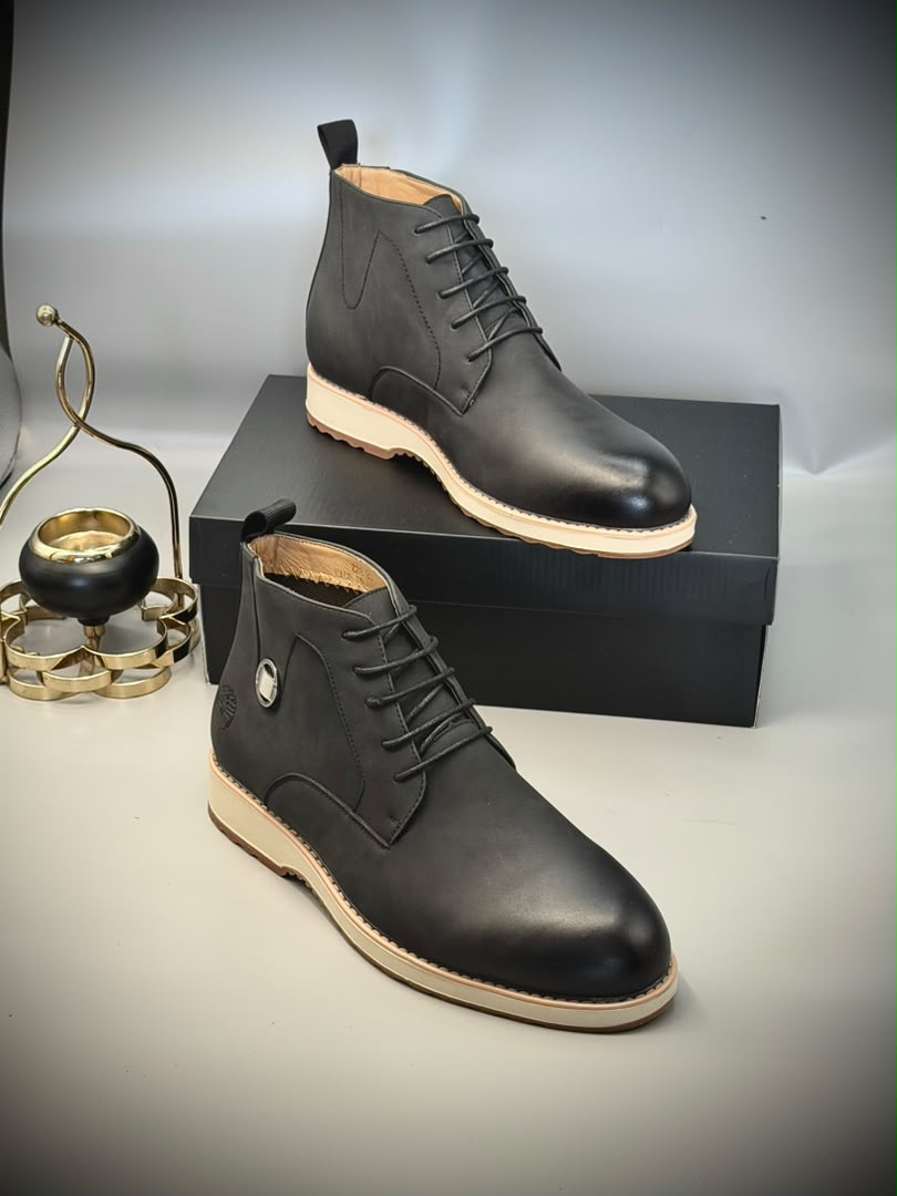 Men's Premium Leather-Look Ankle Boots – Lace-Up Casual & Smart Boots