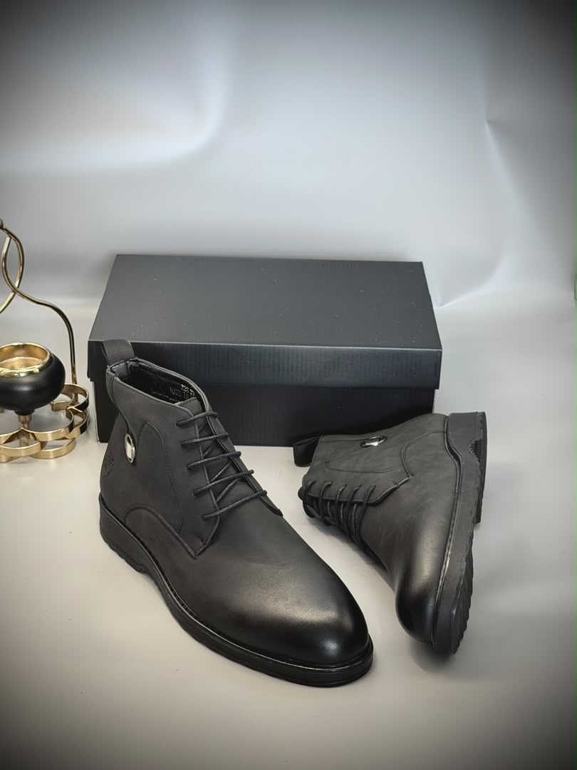 Men's Premium Leather-Look Ankle Boots – Lace-Up Casual & Smart Boots