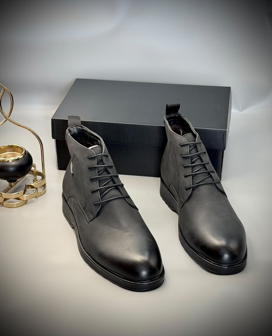 Men's Premium Leather-Look Ankle Boots – Lace-Up Casual & Smart Boots