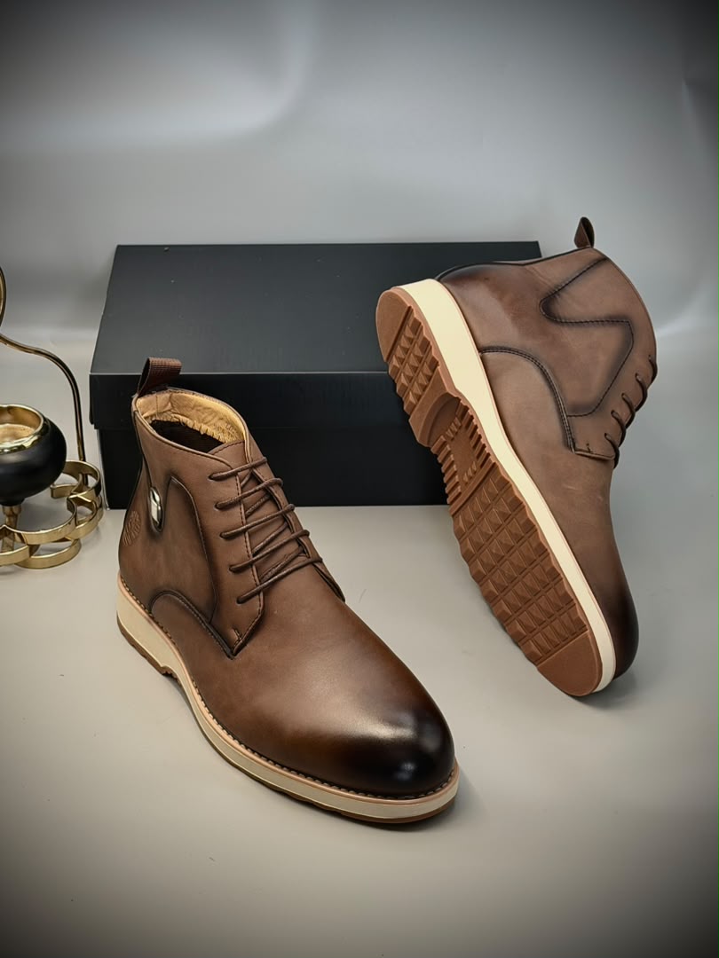 Men's Premium Leather-Look Ankle Boots – Lace-Up Casual & Smart Boots