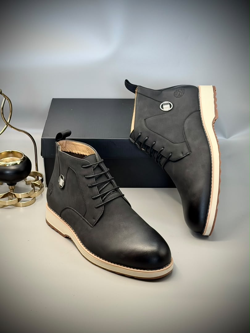 Men's Premium Leather-Look Ankle Boots – Lace-Up Casual & Smart Boots