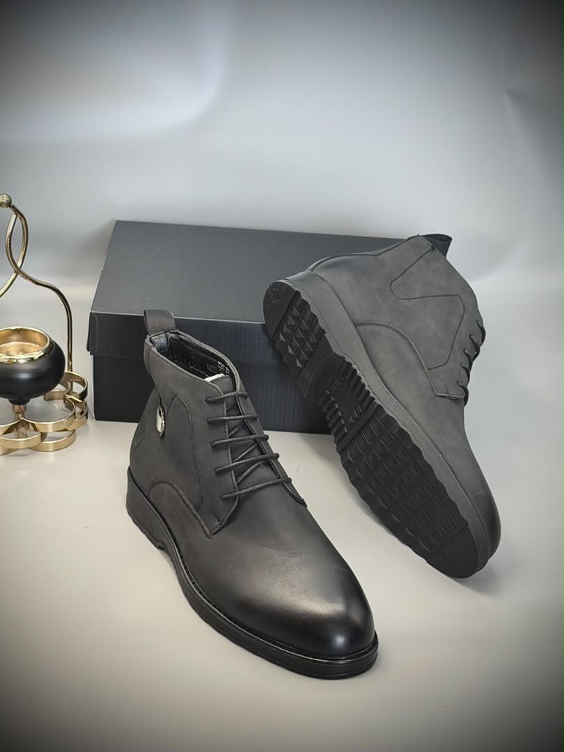 Men's Premium Leather-Look Ankle Boots – Lace-Up Casual & Smart Boots