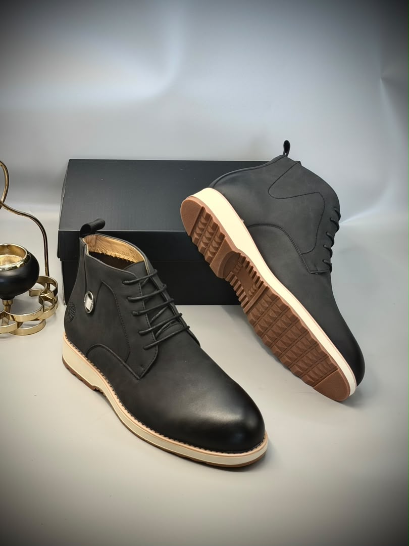 Men's Premium Leather-Look Ankle Boots – Lace-Up Casual & Smart Boots