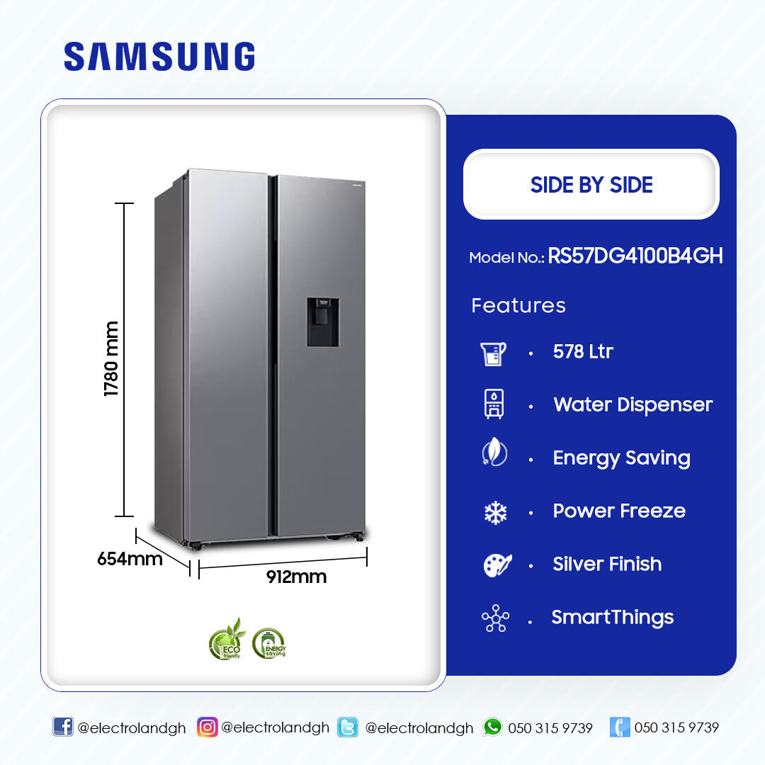 Samsung 578 L Side-by-Side Refrigerator with Water Dispenser – Model RS57DG4100B4GH
