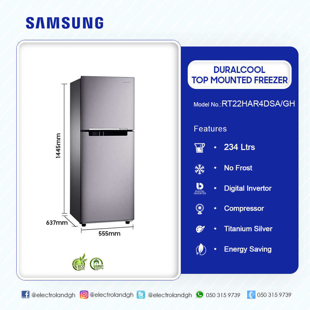 Samsung 234 L No Frost Top Mount Refrigerator – Model RT22HAR4DSA/GH