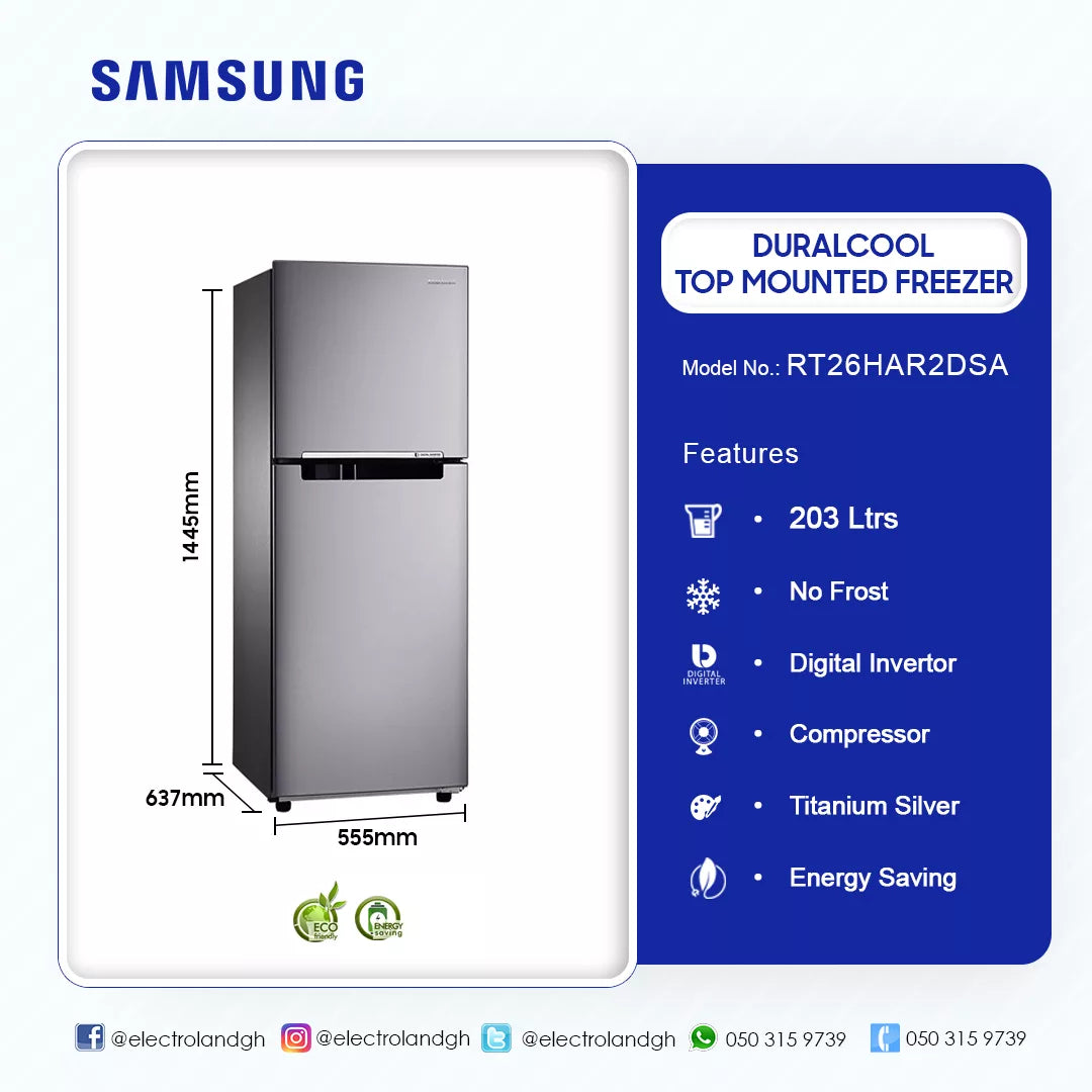 Samsung 203 L No Frost Top Mount Refrigerator – Model RT26HAR2DSA – view 2