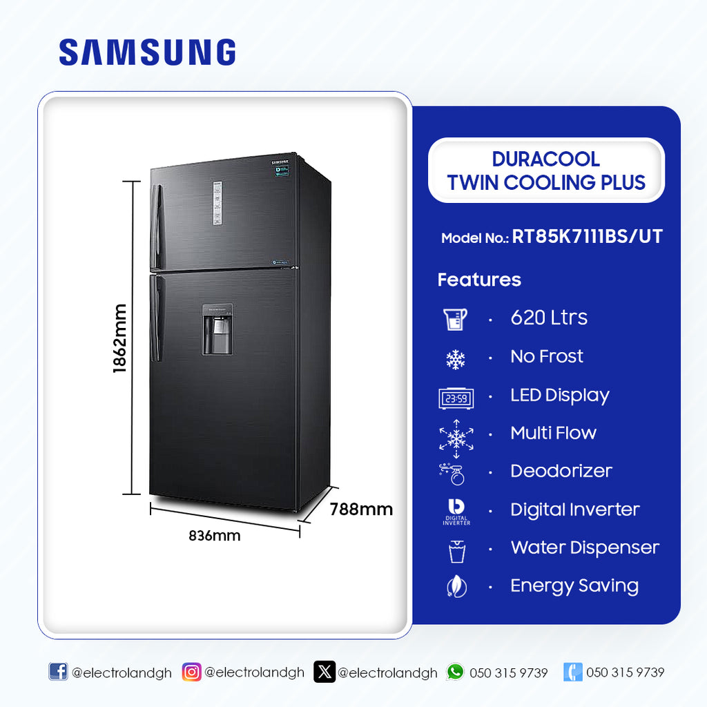 Samsung 620 L Twin Cooling Plus Top Mount Refrigerator – Model RT85K7111BS/UT – view 4