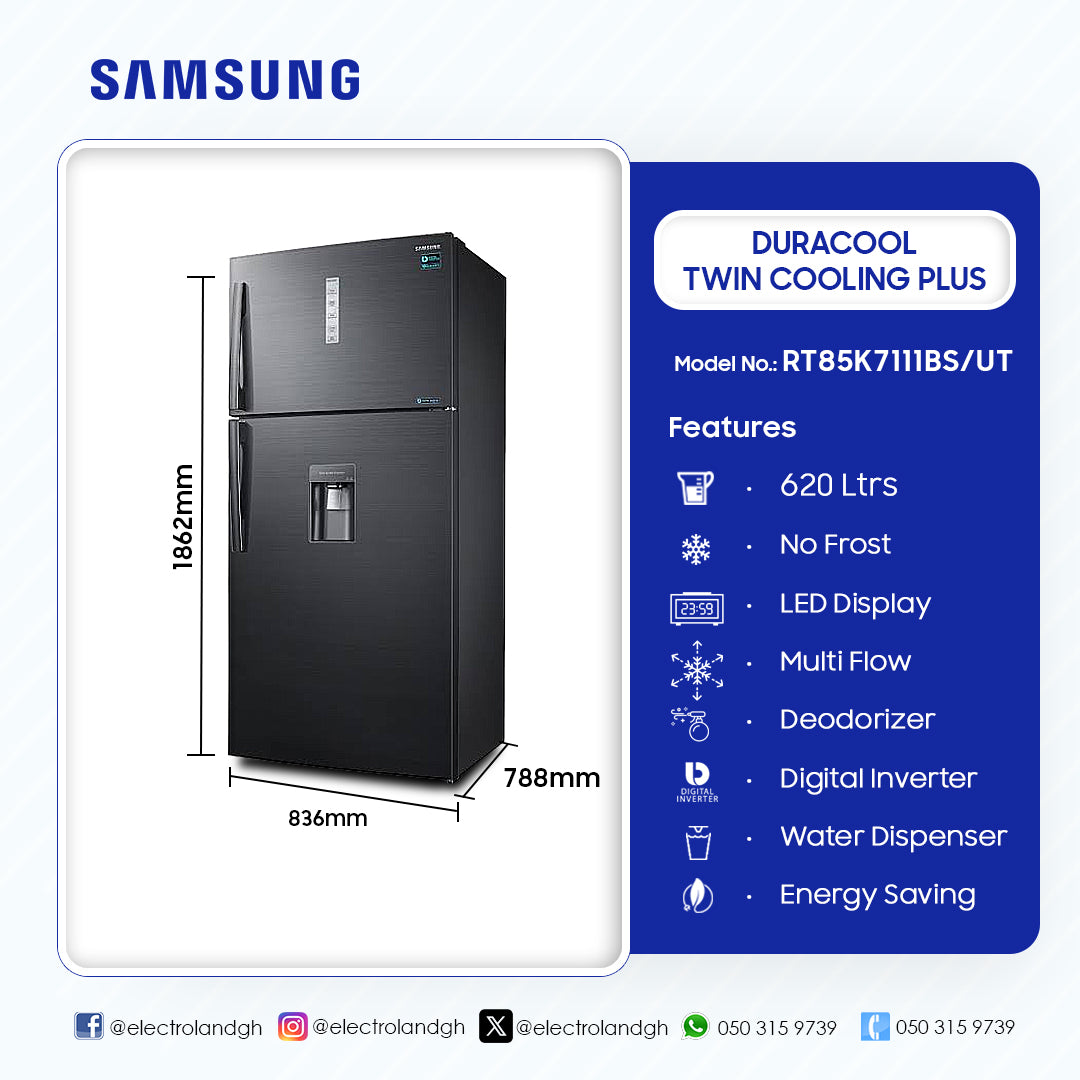 Samsung 620 L Twin Cooling Plus Top Mount Refrigerator – Model RT85K7111BS/UT – view 4