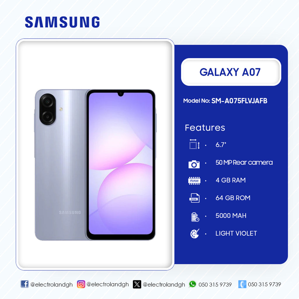 Samsung Galaxy A07 64 GB 4G Smartphone (Light Violet) – Model SM-A075FLVJAFB – view 2