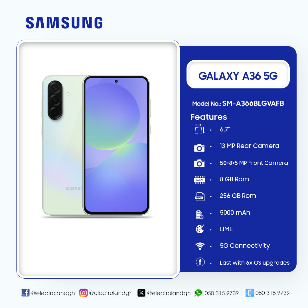 Samsung Galaxy A36 5G 256 GB Smartphone (Lime) – Model SM-A366BLGVAFB – view 2