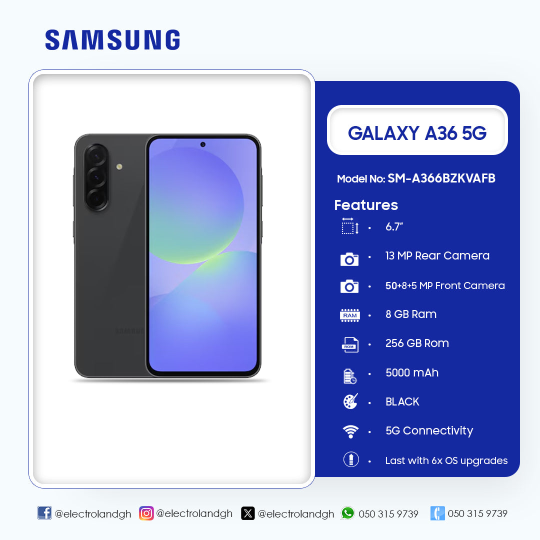Samsung Galaxy A36 5G 256 GB Smartphone (Black) – Model SM-A366BZKVAFB
