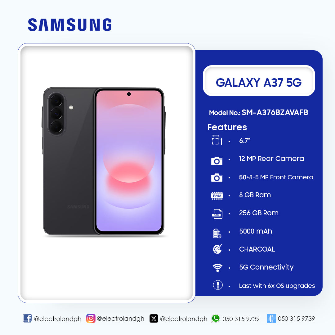 Samsung Galaxy A37 5G 256 GB Smartphone (Gray) – Model SM-A376BZAVAFB