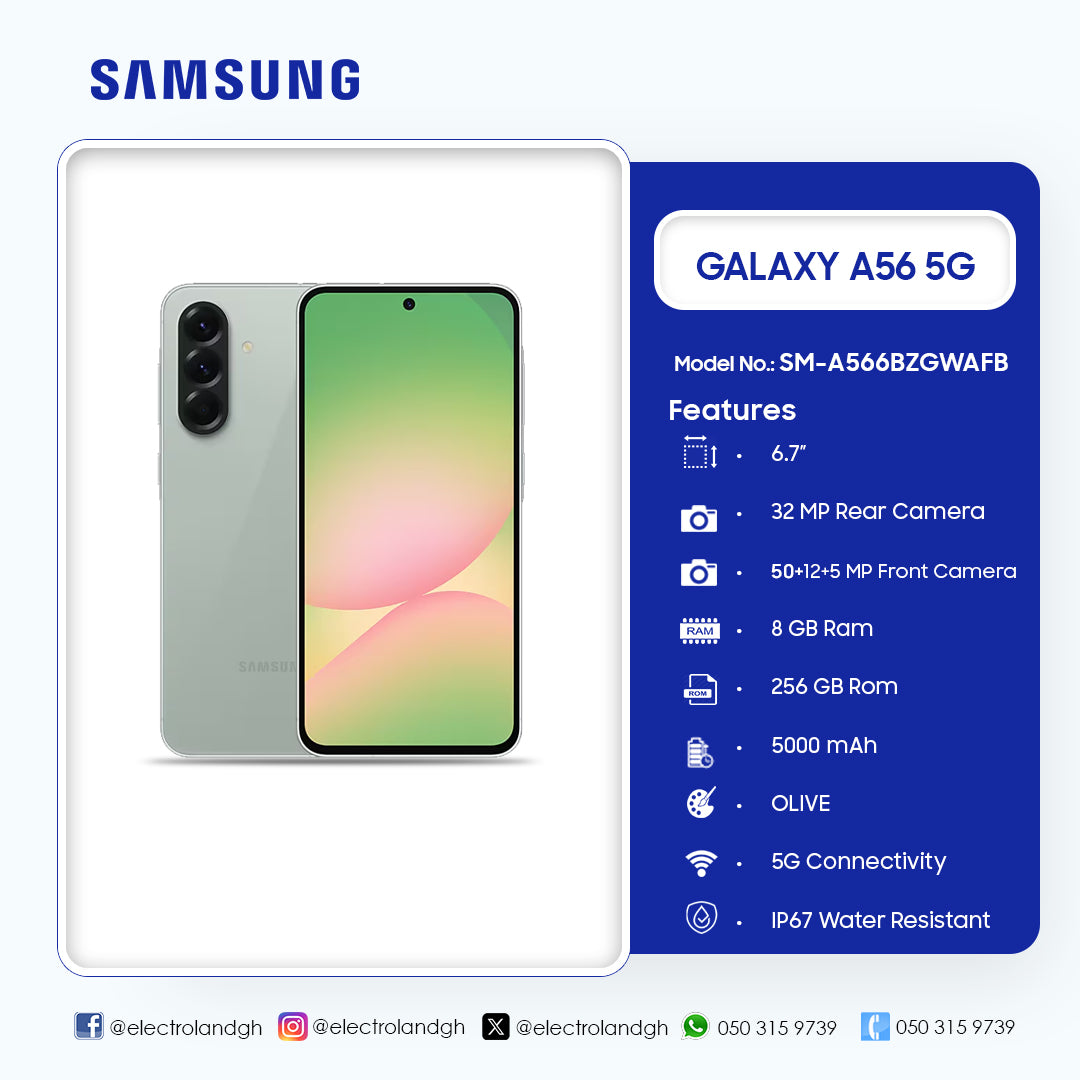 Samsung Galaxy A56 5G 256 GB Smartphone (Awesome Olive) – Model SM-A566BZGWAFB