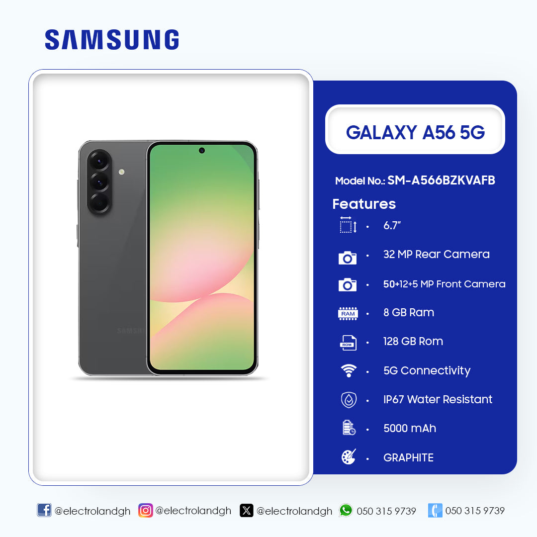 Samsung Galaxy A56 5G 128 GB Smartphone (Awesome Graphite) – Model SM-A566BZKVAFB