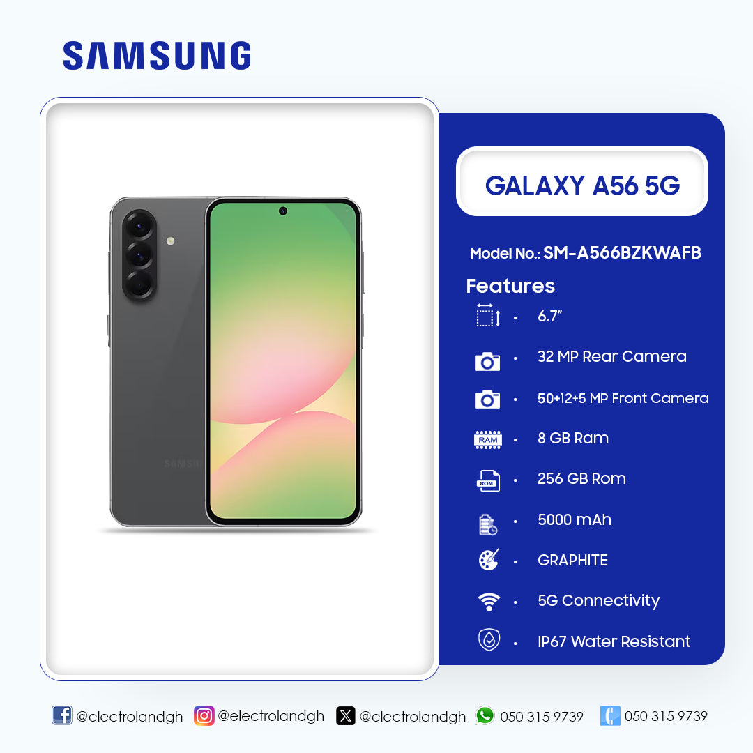 Samsung Galaxy A56 5G 256 GB Smartphone (Awesome Graphite) – Model SM-A566BZKWAFB