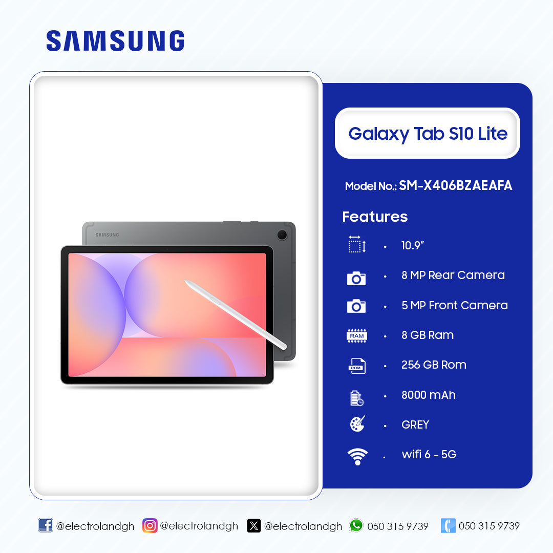 Samsung 10.9" Galaxy Tab S10 Lite 256 GB 5G Tablet (Grey) – Model SM-X406BZAEAFA – view 2