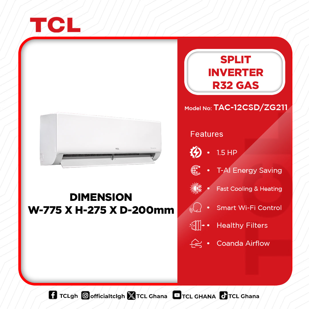 TCL 1.5 HP Split Inverter Air Conditioner (R32) – Model TAC-12CSD/ZG21I – view 2