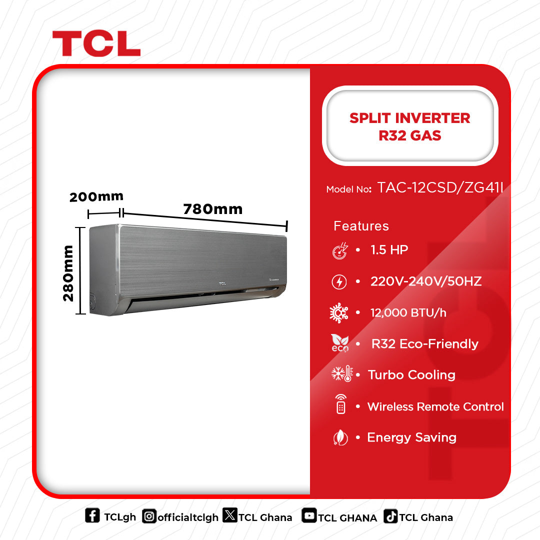 TCL 1.5 HP Split Inverter Air Conditioner (R32) – Model TAC-12CSD/ZG41I – view 2