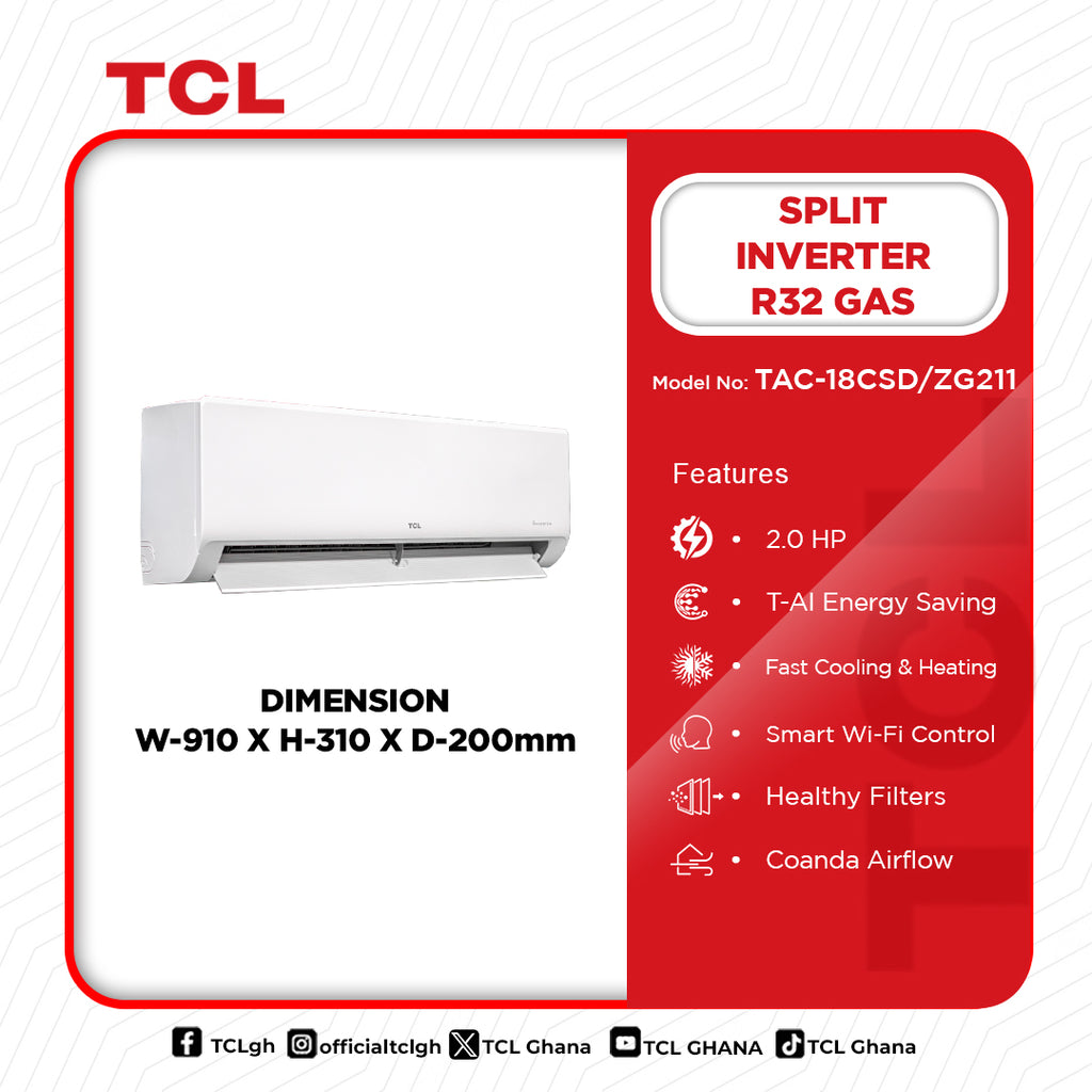TCL 2.0 HP Split Inverter Air Conditioner (R32) – Model TAC-18CSD/ZG21I – view 2