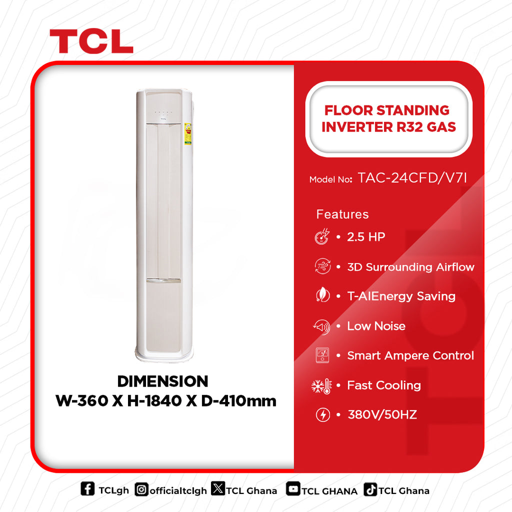 TCL 2.5 HP Floor Standing Inverter Air Conditioner (R32) – Model TAC-24CFD/V7I – view 2
