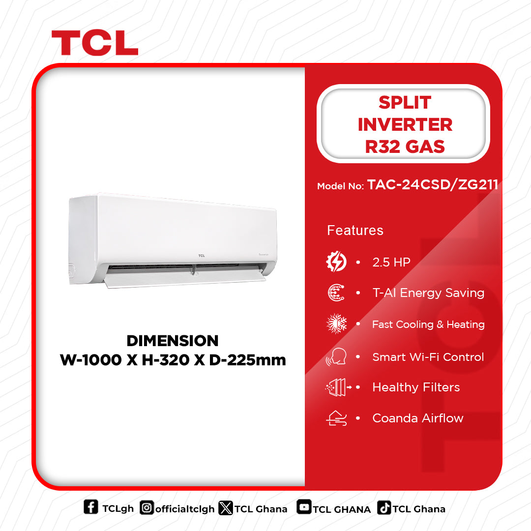 TCL 2.5 HP Split Inverter Air Conditioner (R32) – Model TAC-24CSD/ZG21I – view 2